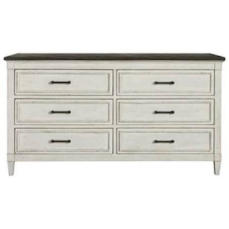 Cottage 6 Drawer Dresser with Weathered Finish